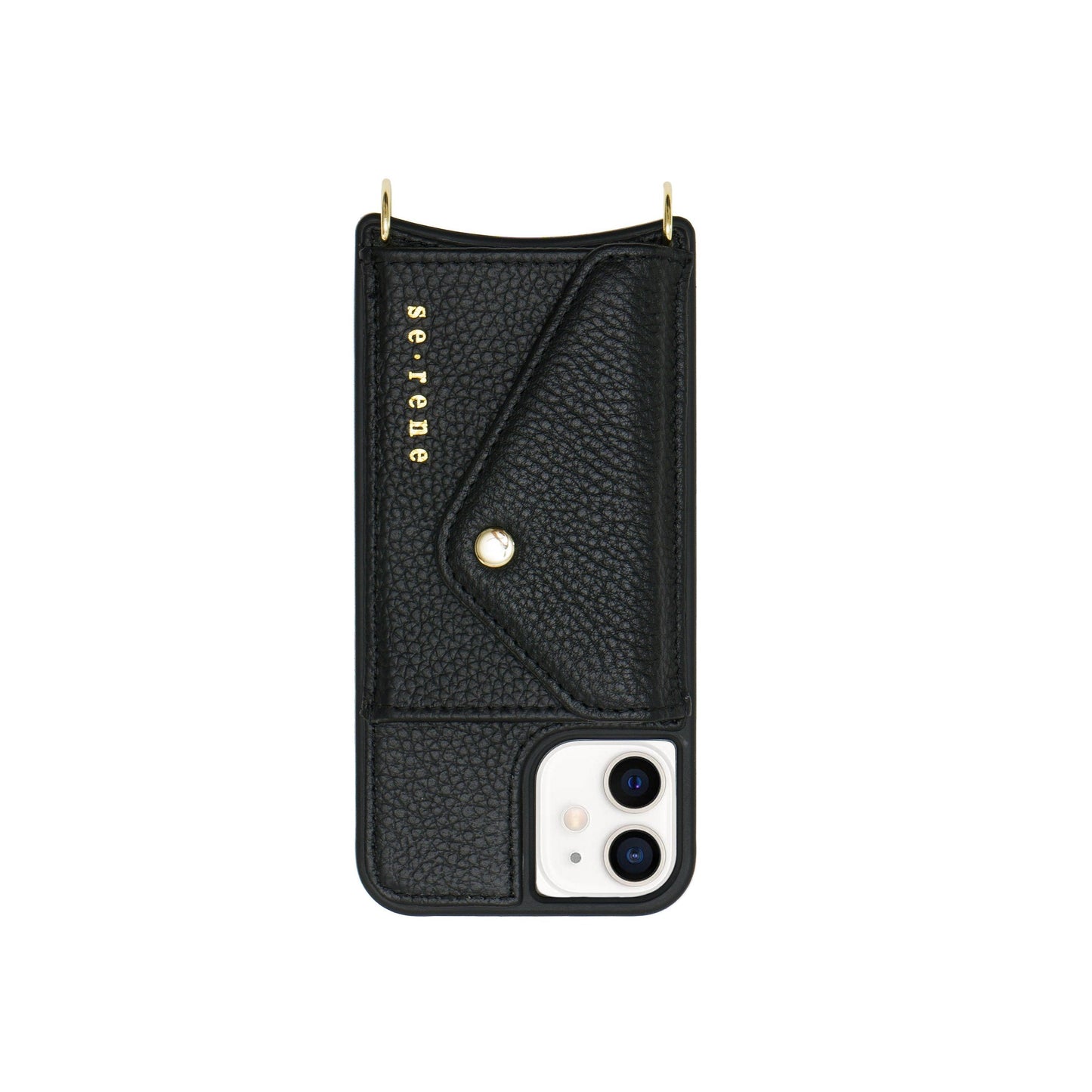 Leather iPhone Cover | Black with Gold Hardware