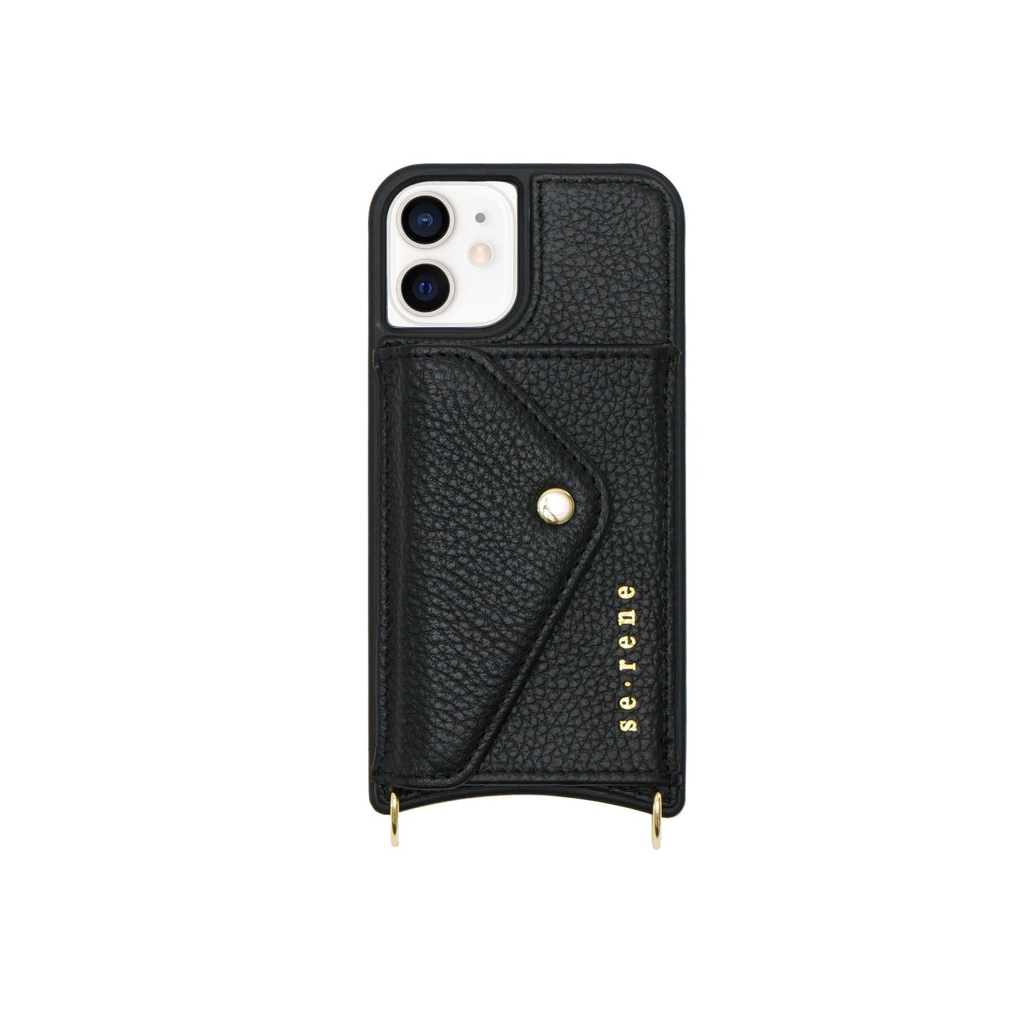Leather iPhone Complete Set | Black with Gold Pyramid Studs