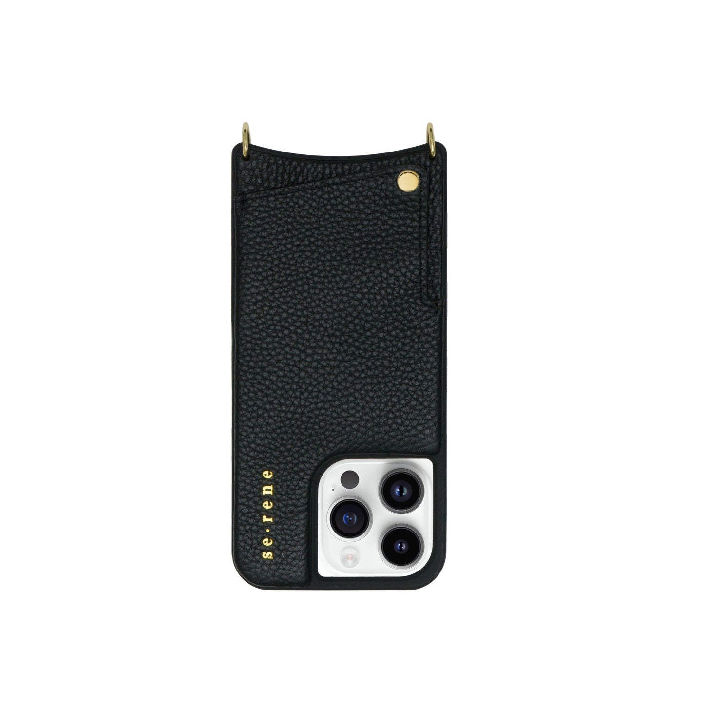 Leather iPhone Cover | Black with Gold Hardware