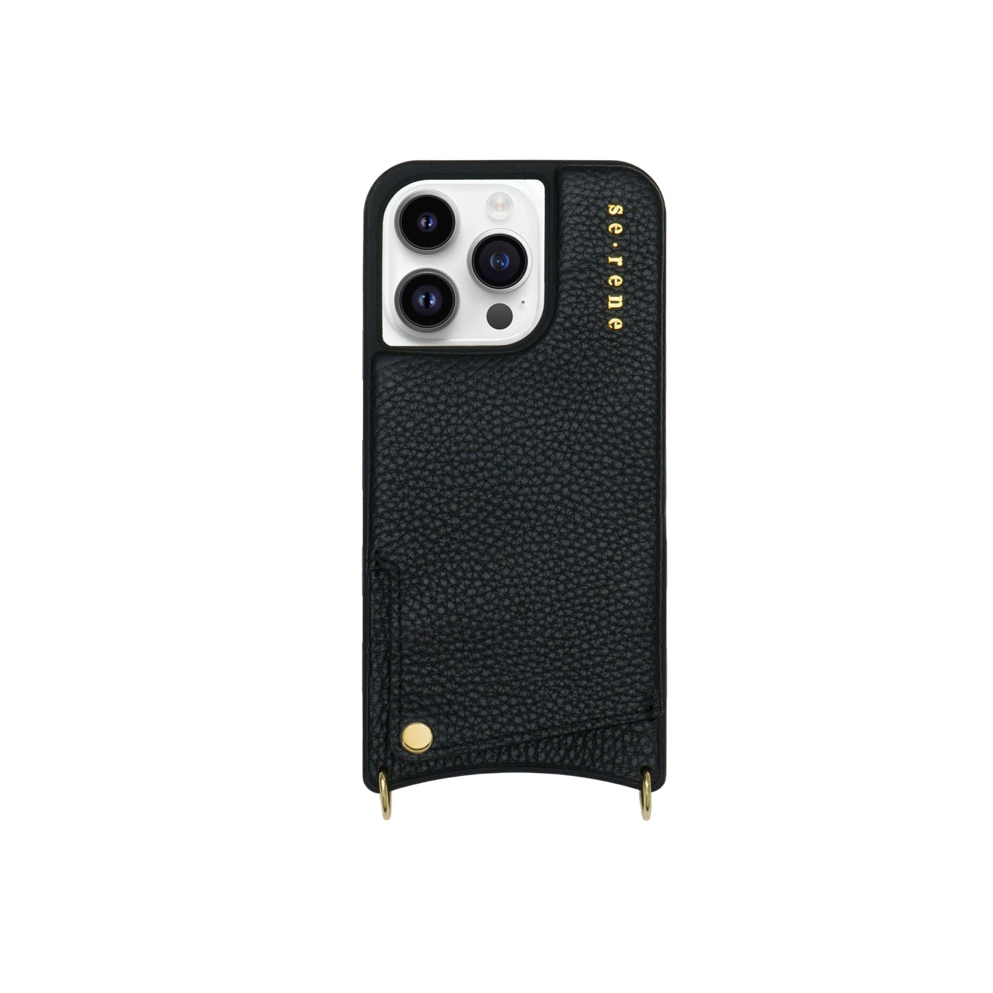 Leather iPhone Complete Set | Black with Gold Pyramid Studs