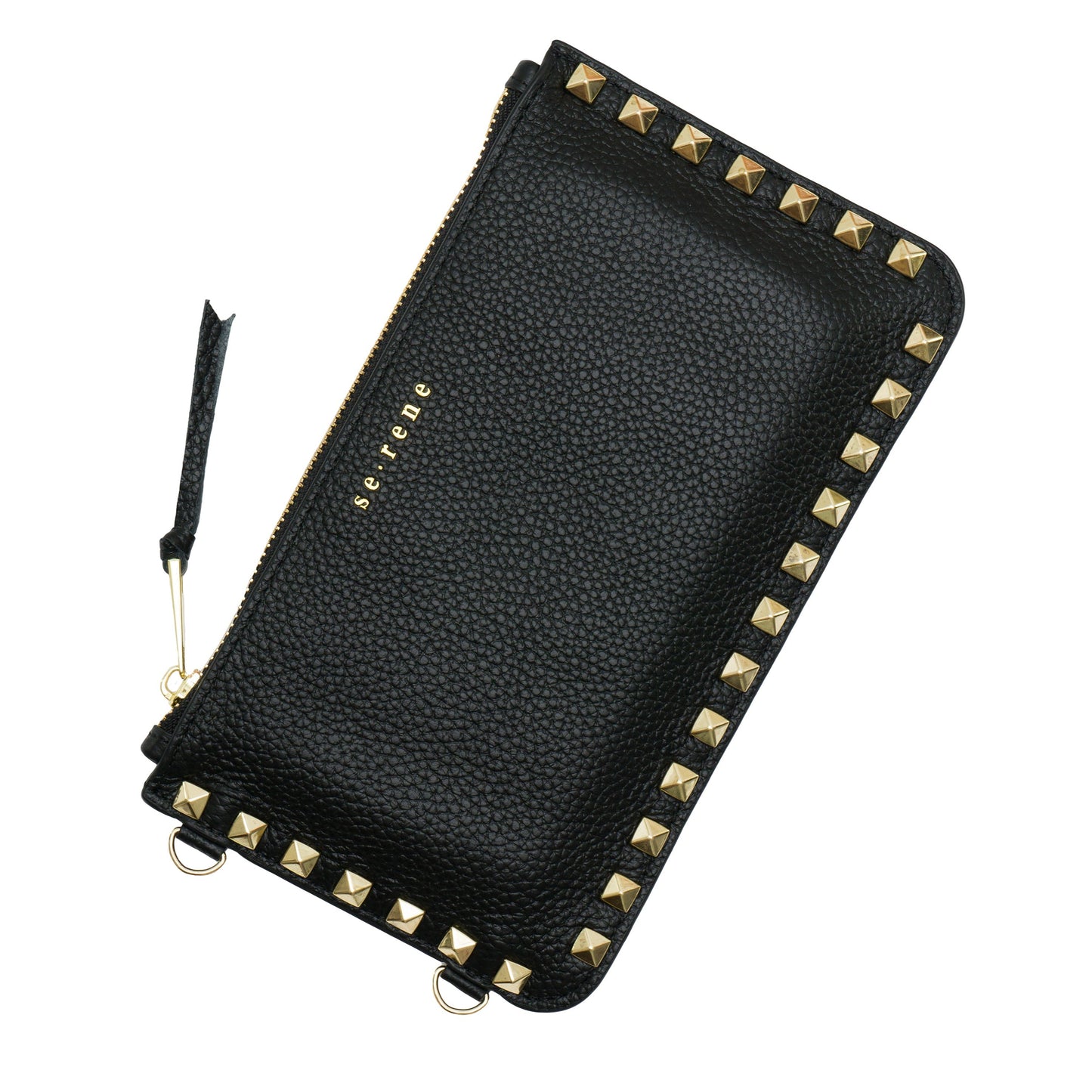 Leather iPhone Complete Set | Black with Gold Pyramid Studs