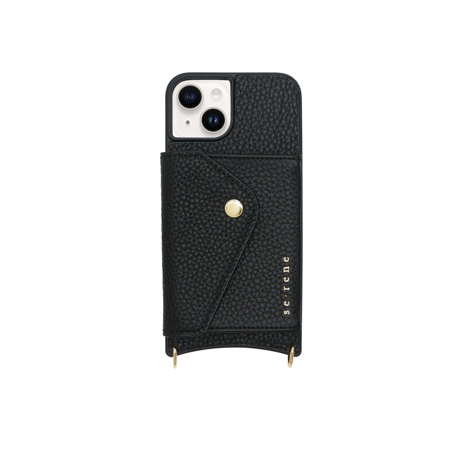 Leather iPhone Complete Set | Black with Gold Pyramid Studs