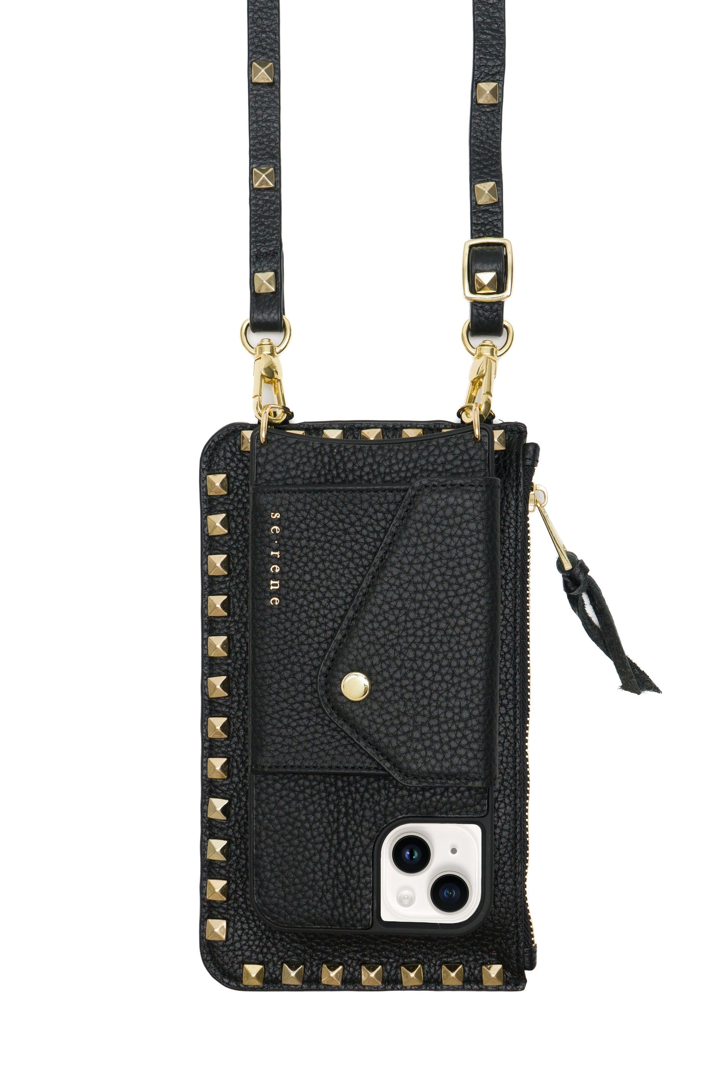 Black with Gold Pyramid Studs