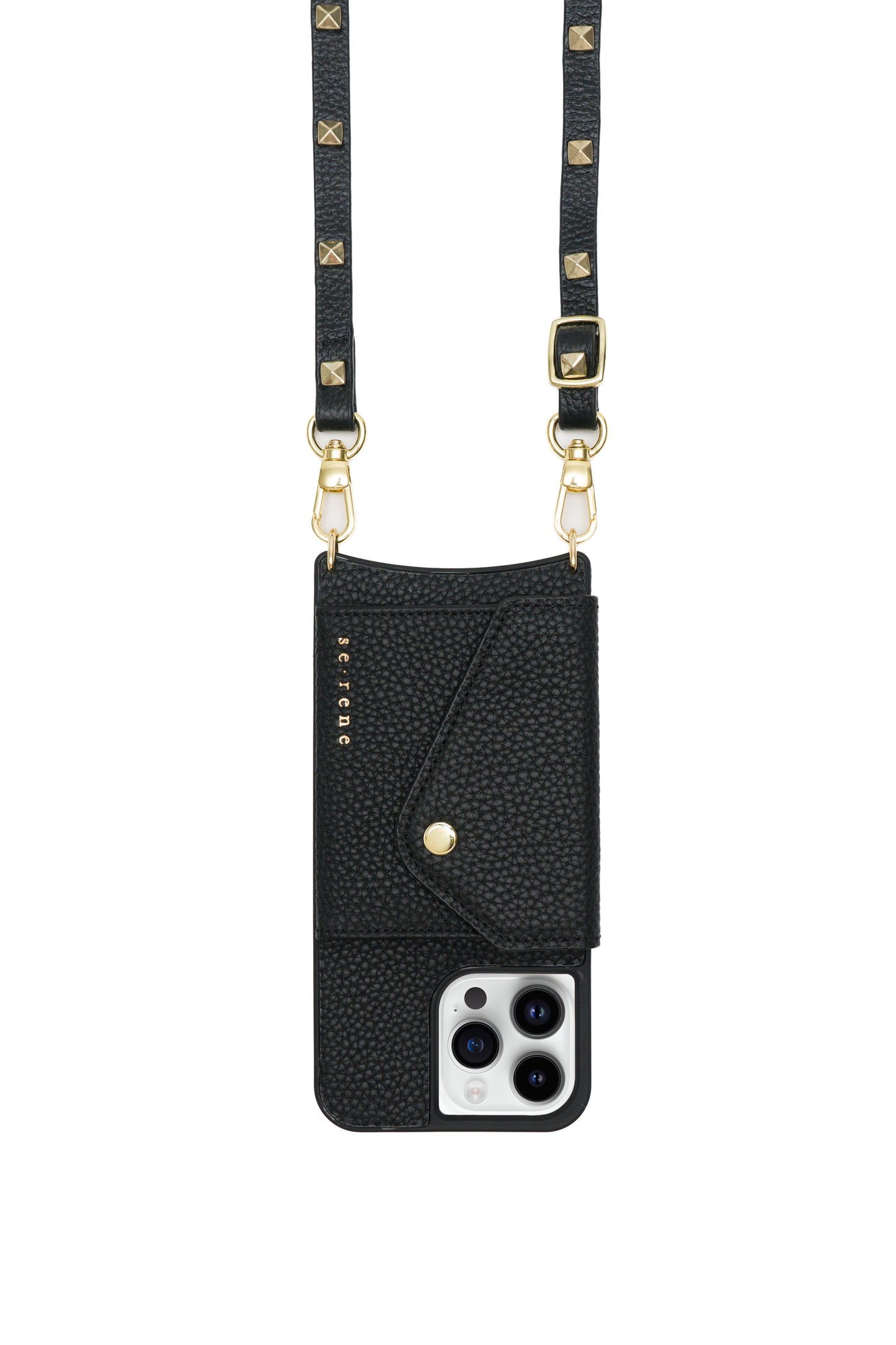Black with Gold Pyramid Studs