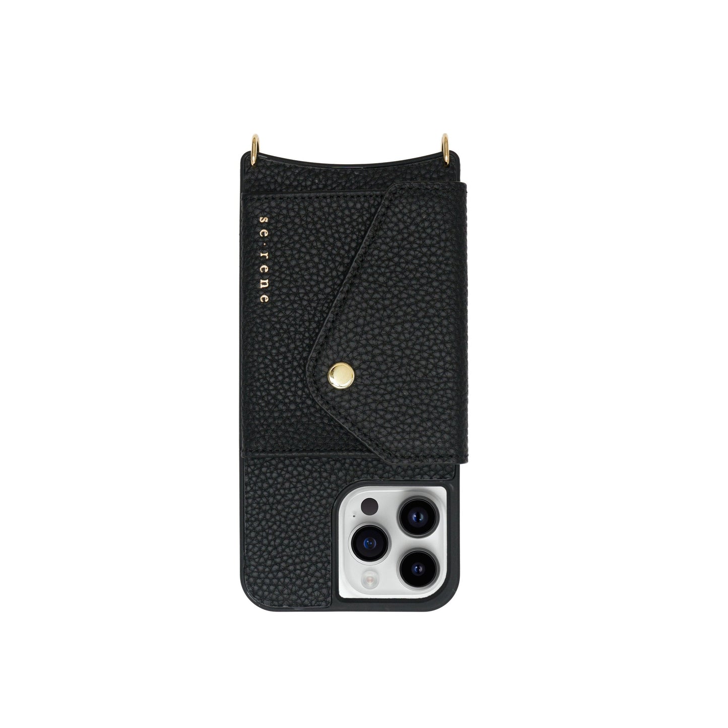 Leather iPhone Cover | Black with Gold Hardware