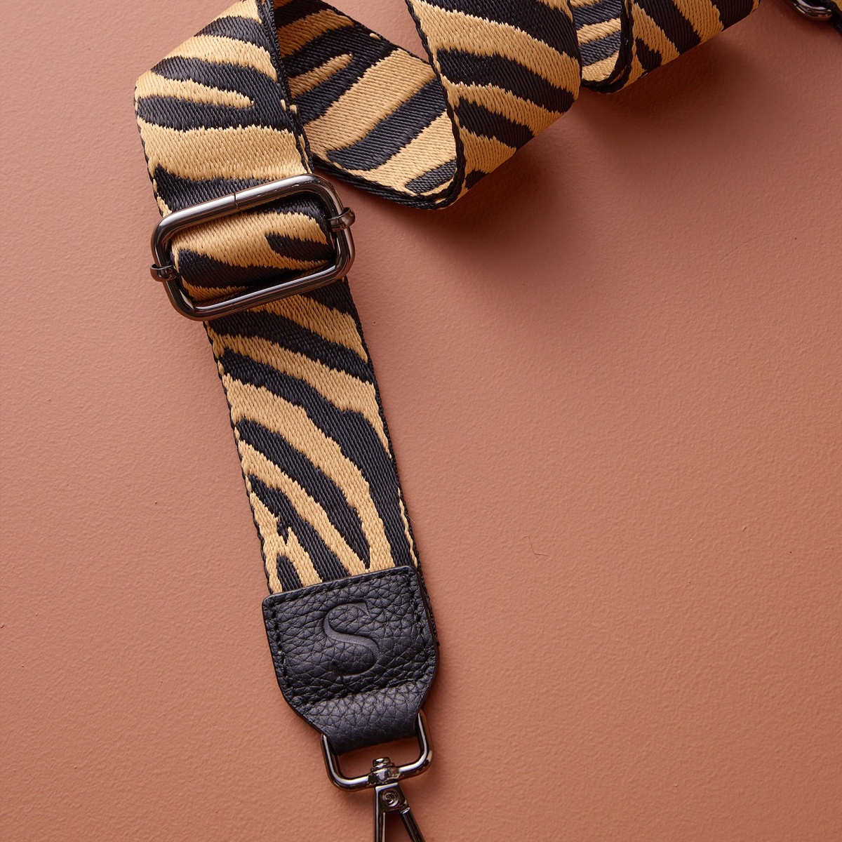 Woven Strap | Beige Zebra with Pewter Hardware