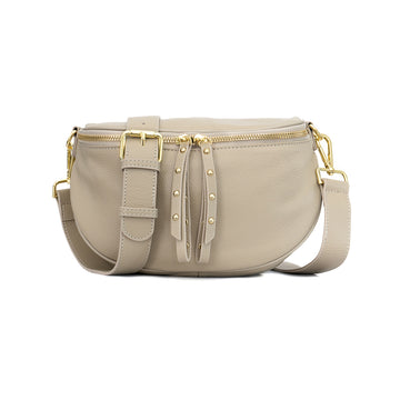 Taupe Crossbody Bag with Leather Strap