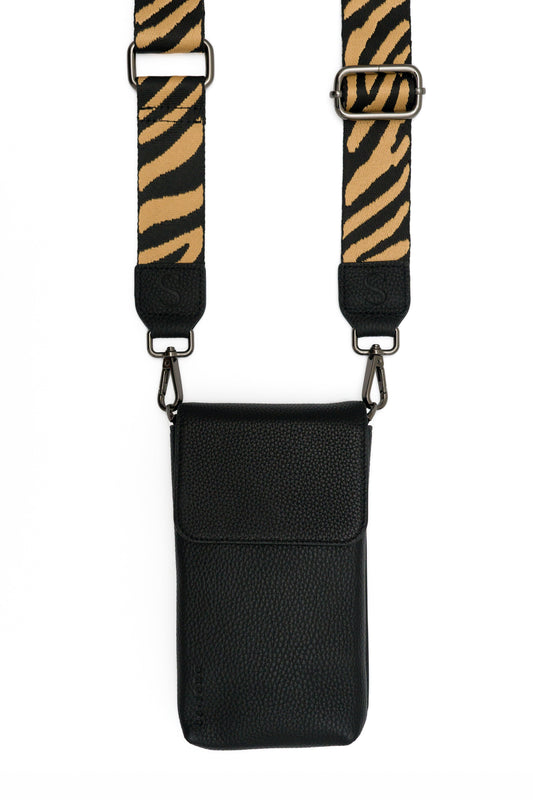 Se-rene Phone Bag / Beige Zebra Woven Strap