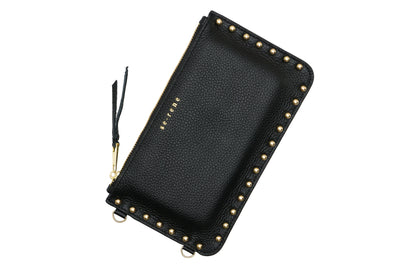 Black with Gold Round Studs with Red & Black Strap