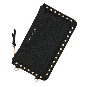 Black & Gold Flat Studded Fashion Pouch