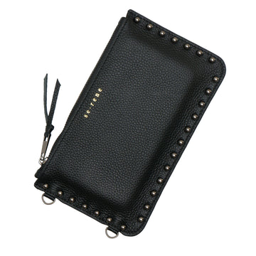 Black & Pewter Round Studded Fashion Pouch
