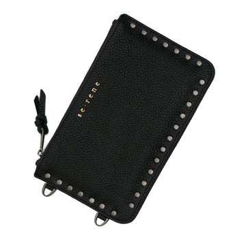 Black & Pewter Flat Studded Fashion Pouch