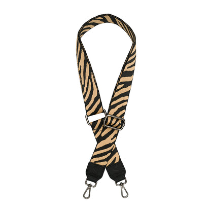 Woven Strap | Beige Zebra with Pewter Hardware