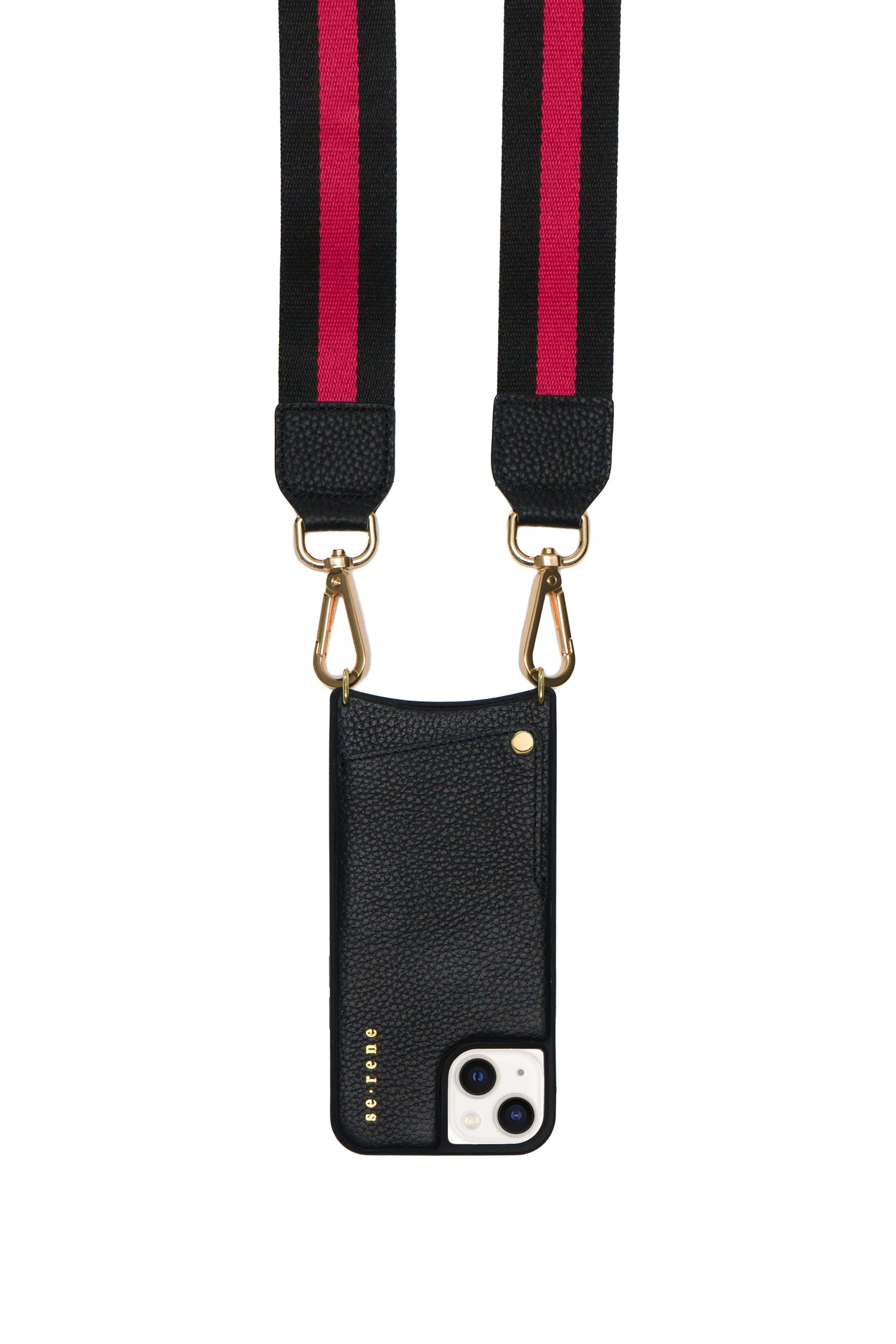 Black with Gold Round Studs with Red & Black Strap