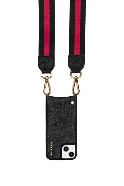 Black with Gold Round Studs with Red & Black Strap