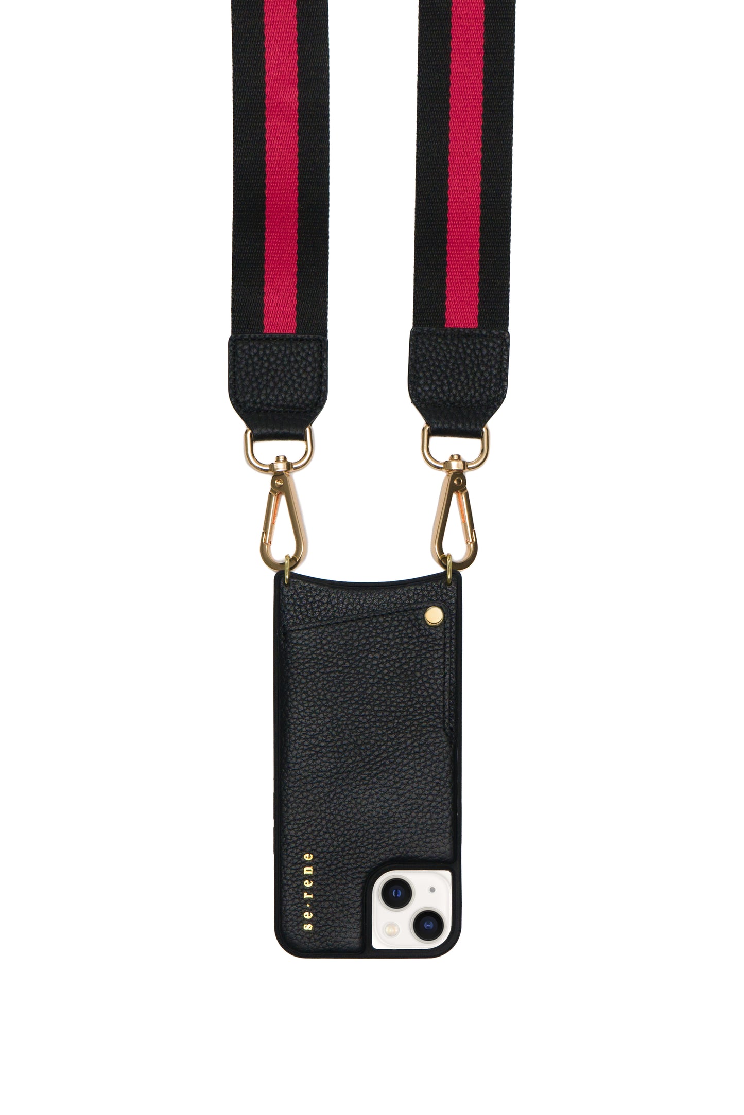 Black with Gold Pyramid Studs with Red & Black Strap