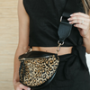 Black & Leopard Crossbody Bag with Woven Strap