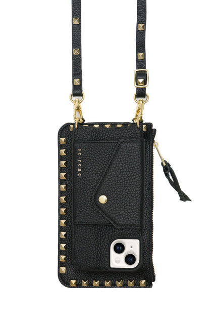 Black with Gold Pyramid Studs
