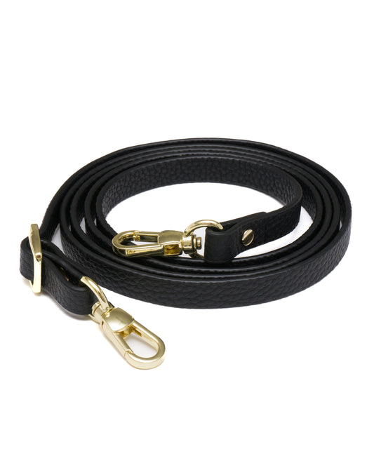 Black / Gold Plain Leather Strap