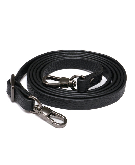 Black / Pewter Plain Leather Strap