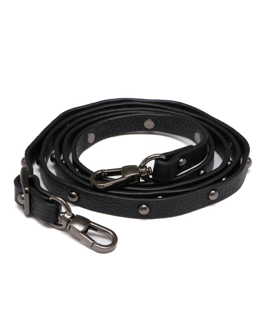 Black / Pewter Round Studded Leather Strap