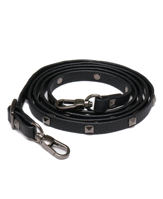 Black / Pewter Pyramid Studded Leather Strap