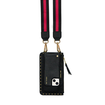 Black Round Studded Complete Set & Striped Strap